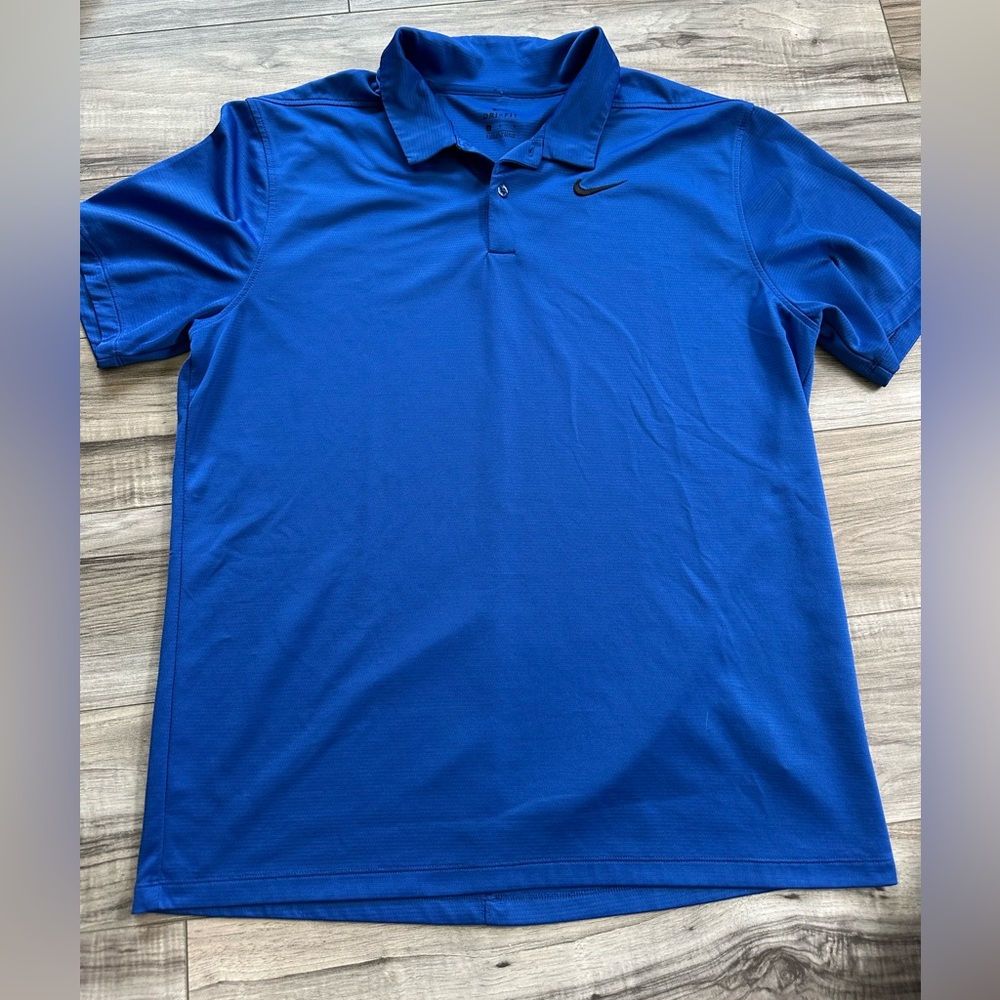 Nike Men's Blue Dri-Fit Athletic Golf Polo Shirt in Size Large